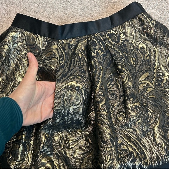 PINK Tartan gold brocade Tiffany mini skirt metallic skater circle Sz 6 NWOT - Picture 4 of 13